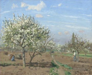 カミーユ・ピサロ Painting - 花が咲く果樹園 ルーブシエンヌ 1872年 カミーユ・ピサロ